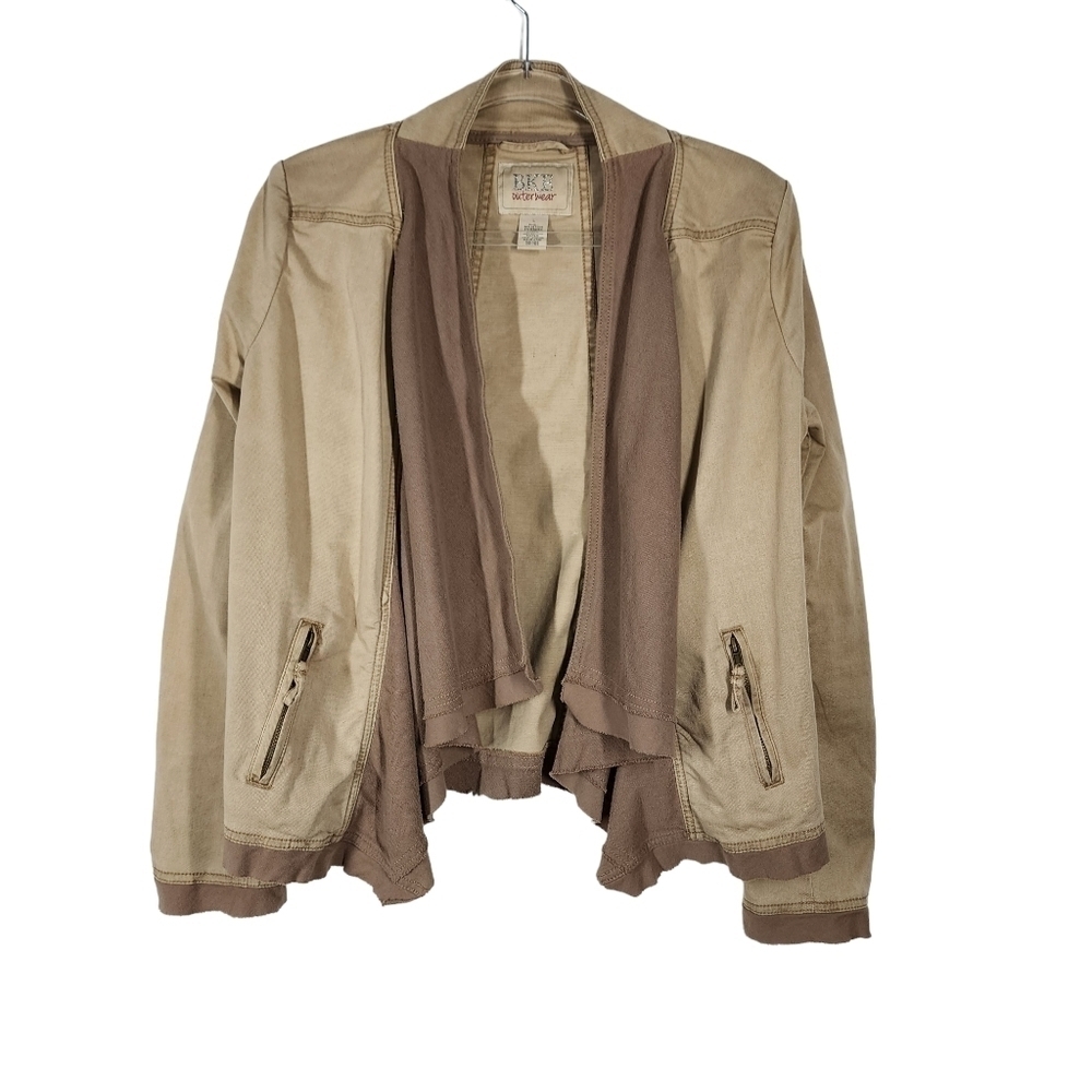 BKE RAW EDGE PIECED KNIT FLY AWAY JACKET